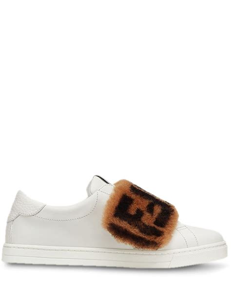 fendi ff motif sneakers|Fendi shearling trimmed sneakers.